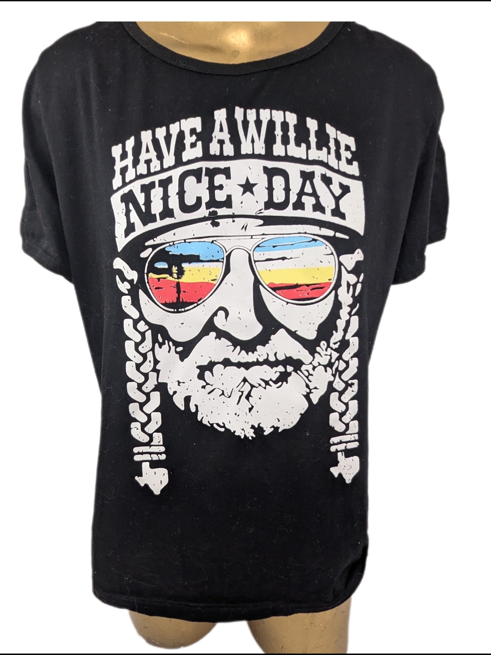 Have A Willie Nice Day Black Tee Willie Nelson Multicolor Sunglasses Large